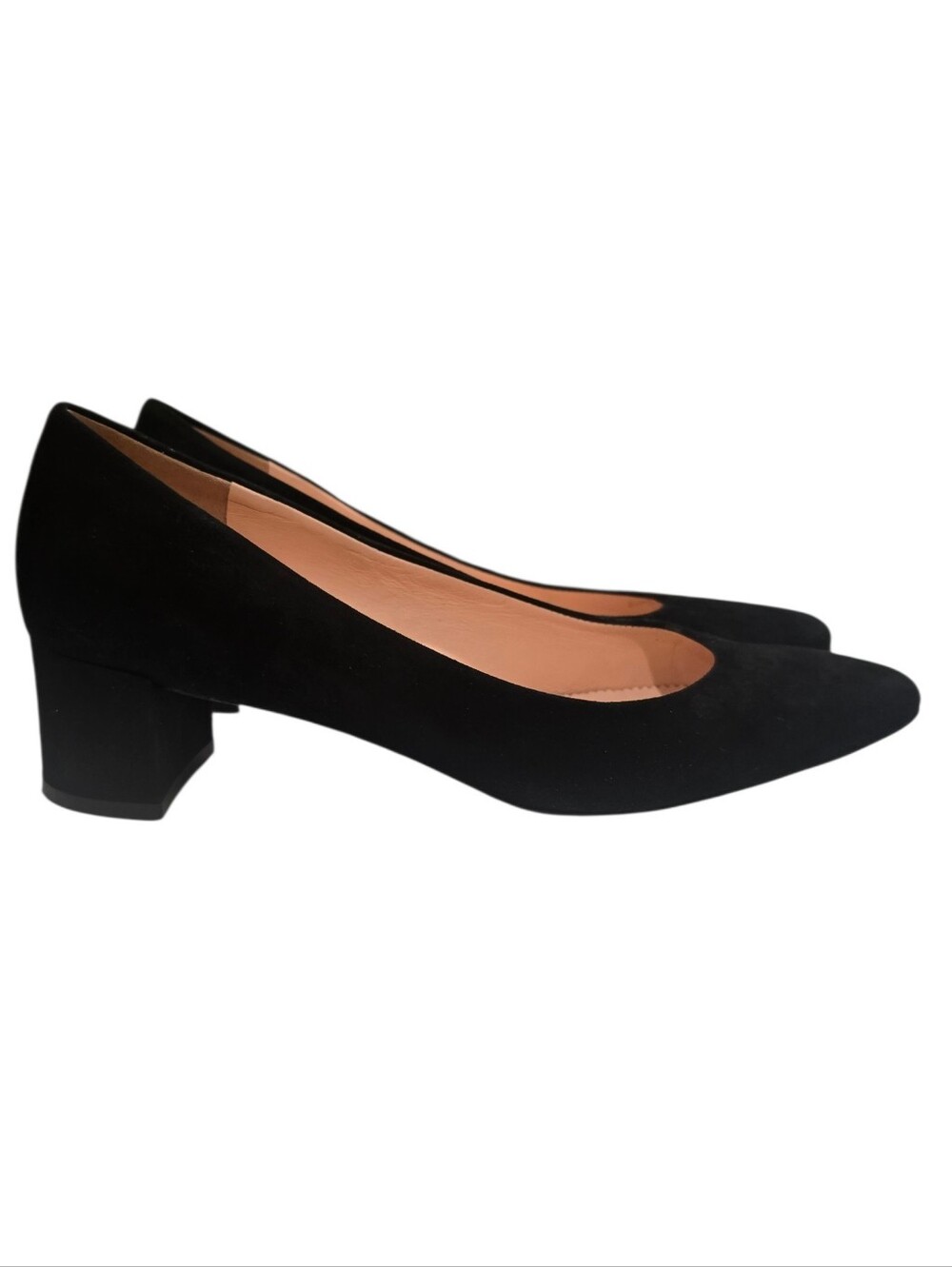 J. Crew Kate Black Suede Mid Block Heel Pumps Size 8